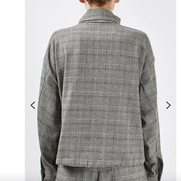 Topshop Gray Plaid Jacket with Red Accents - Picture 6 of 8
